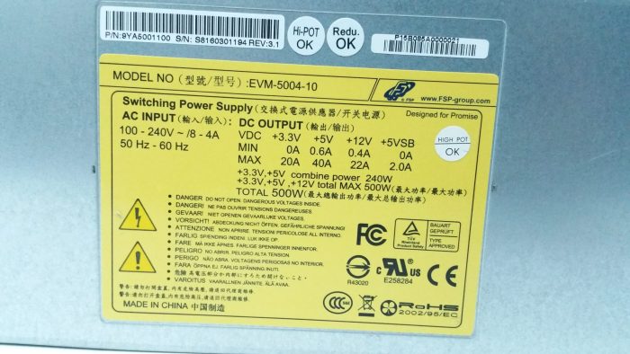 FSP Group Switching Power Supply Unit (PSU) 500W  EVM-5004-10 - Image 3