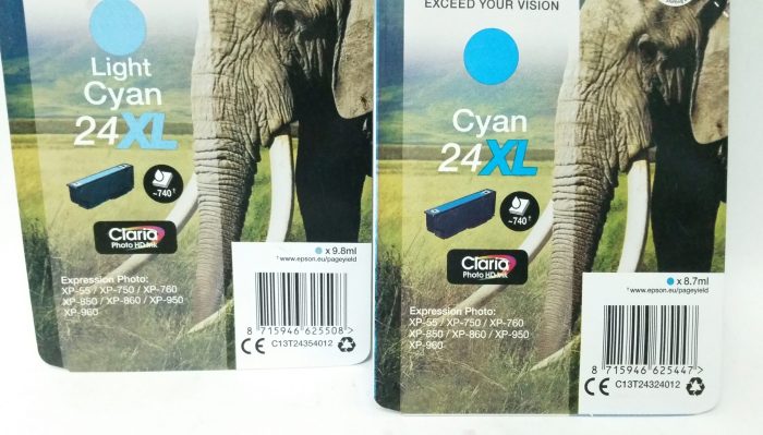 Epson Cyan & Light Cyan Ink Cartridge 24XL - Expiry: Sep 2019 - Joblot x2 - Image 3