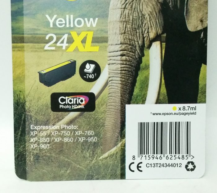 Epson Yellow Ink Cartridge 24XL - Expiry: Sep 2019 - Image 3