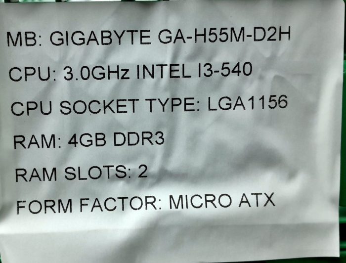 Gigabyte Motherboard Intel i3-540 With I/O Shield GA-H55M-D2H LGA1156 DDR3 MICRO ATX - Image 3