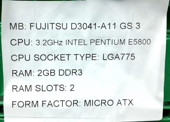 Fujitsu Motherboard Intel Pentium E5800 With I/O Shield D3041-A11 GS 3 LGA775 DDR3 MICRO ATX - Image 3