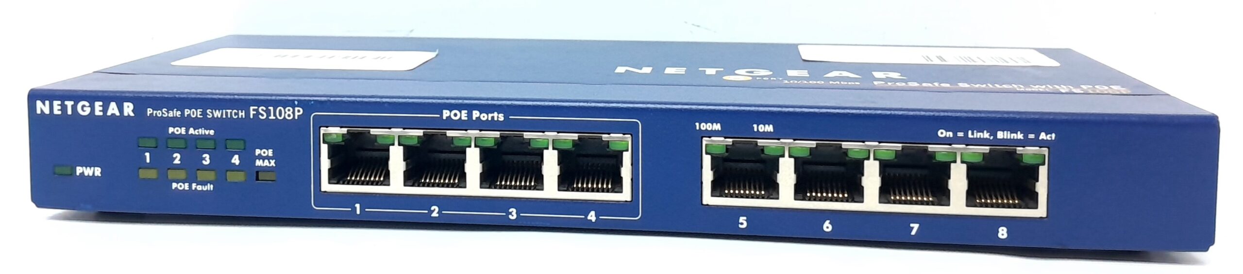 20241223_191707 Netgear 8 Port 10/100 Switch With 4 Port PoE ProSafe FS108P - Image 1