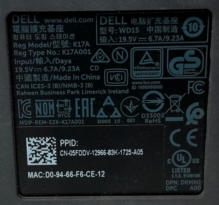 Dell Docking Station WD15 K17A - Image 3