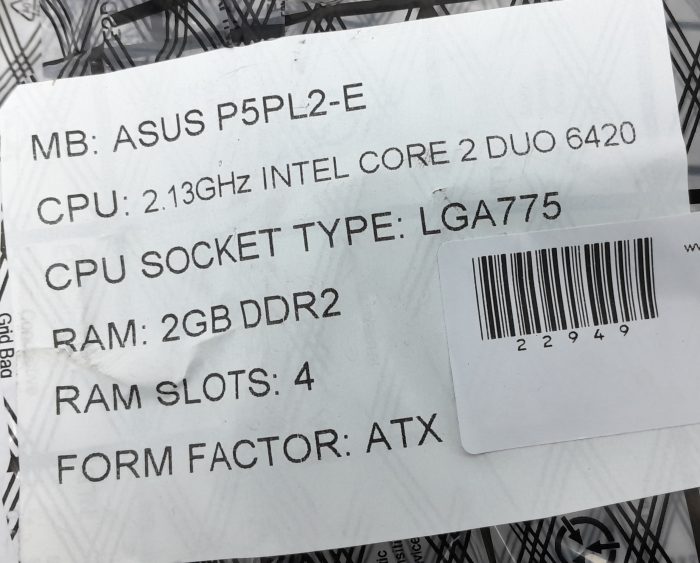 Asus Motherboard Intel Core 2 Duo 6420 With I/O Shield P5PL2-E LGA775 DDR2 ATX - Image 3