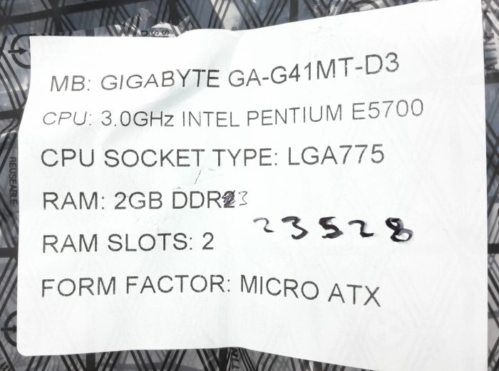 Gigabyte Motherboard Intel Pentium E5700 With I/O Shield GA-G41MT-D3 LGA775 DDR3 MICRO ATX - Image 3