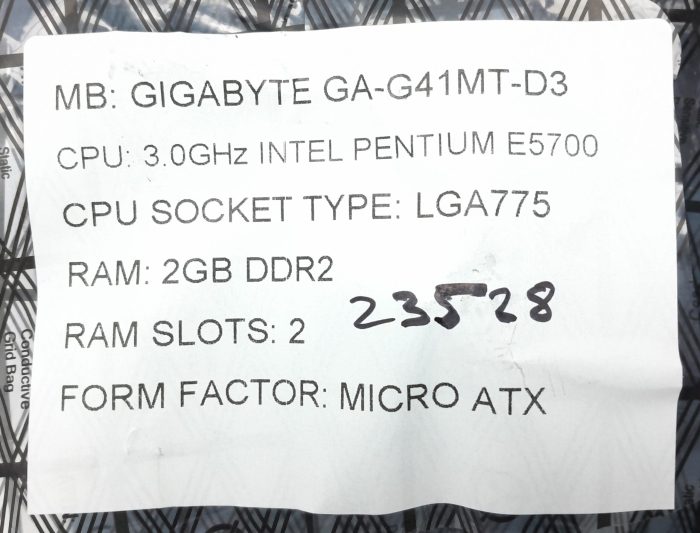 Gigabyte Motherboard Intel Pentium E5700 With I/O Shield GA-G41MT-D3 LGA775 DDR2 MICRO ATX - Image 3