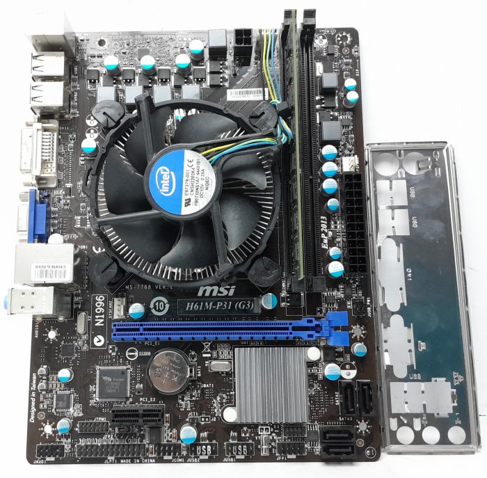 MSI Motherboard Intel i3-3240 With I/O Shield H61M-P31 (G3) LGA1155 DDR3 MICRO ATX - Image 2