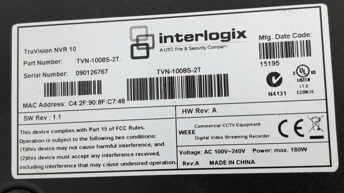Interlogix Network Digital Video Recorder truVision NVR 10S - Image 3