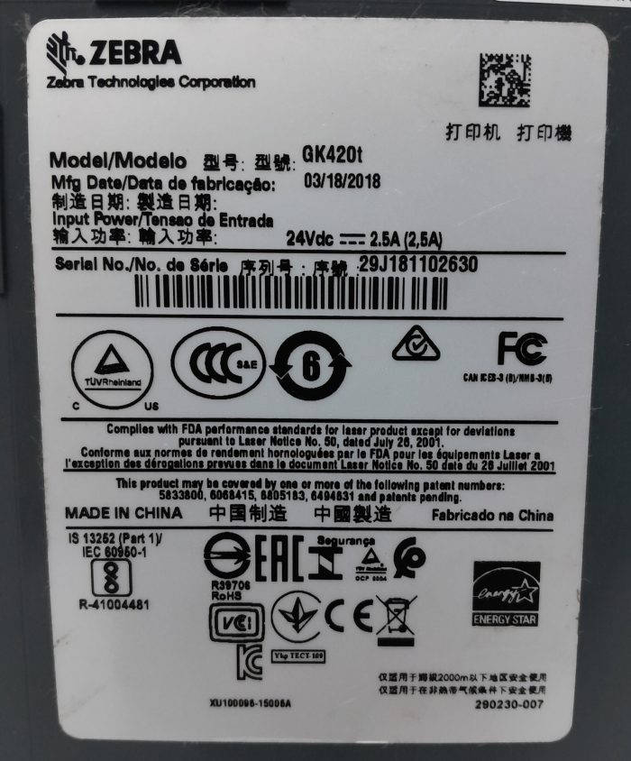 Zebra Thermal Label/Barcode Printer GK420t - Image 3