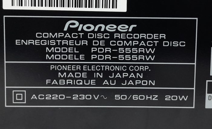 Pioneer CD Recorder PDR-555RW - Image 3