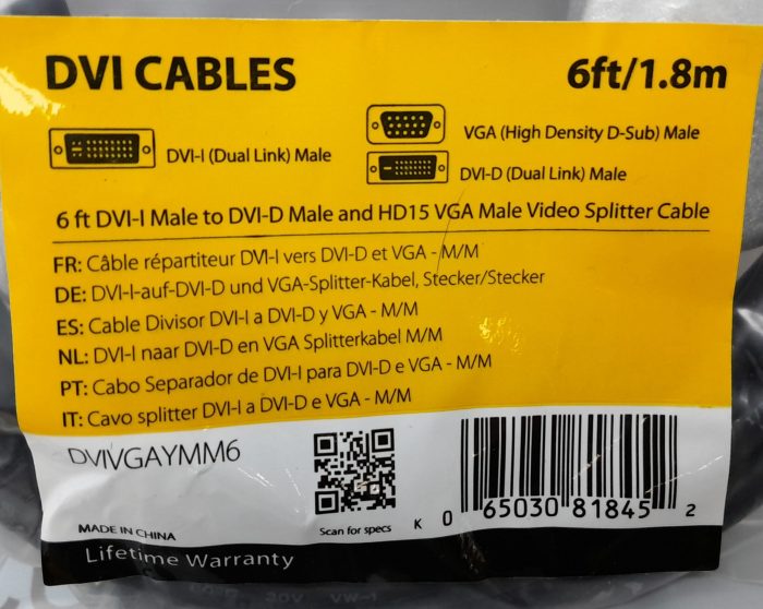Startech .com DVI Cables DVIVGAYMM6 - Job Lot x8 - Image 3