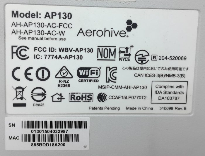 Aerohive Networks Dual Band PoE Wireless Access Point AP130 - Image 3
