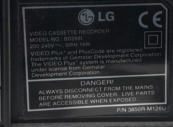 LG Video Cassette Recorder BD268I - Image 3