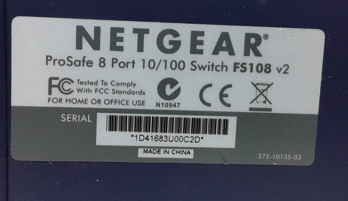 Netgear 8 Port 10/100 Fast Ethernet Switch Prosafe FS108 v2 - Image 3