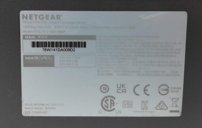 Netgear 16 Port PoE/PoE+ Gigabit Unmannaged Switch GS116LP - Image 3
