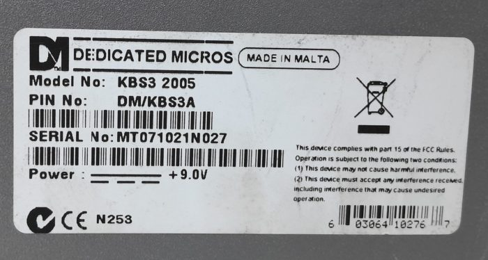 Dedicated Micros CCTV Keyboard KBS3 2005 - Image 3