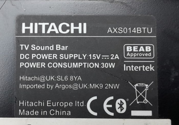 Hitachi TV Sound Bar AXS014BTU - Image 3