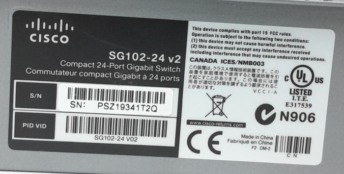 Cisco 24 Port Gigabit Switch SG102-24 - Image 3