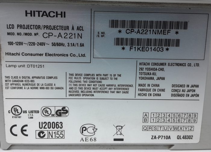 Hitachi HDMI VGA Projector CP-A221N - Image 3