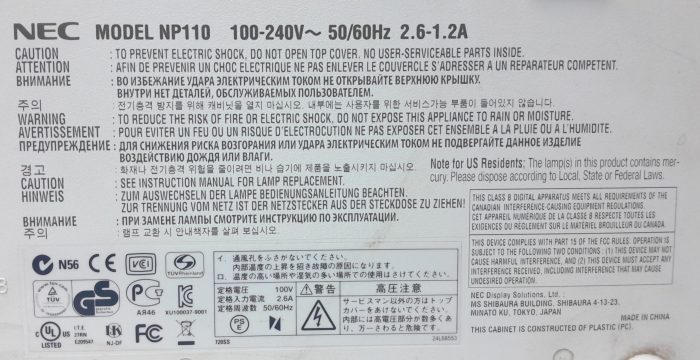 Nec VGA Projector with 2818 Lamp Hours Used NP110 - Image 3