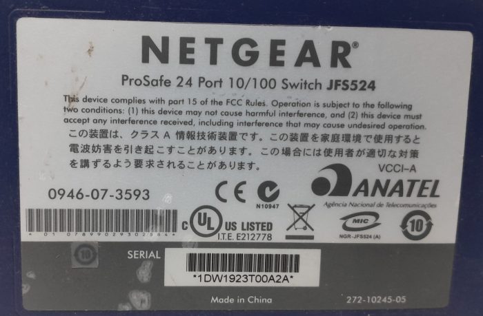Netgear 24 Port 10/100 Switch Prosafe JFS524 - Image 3