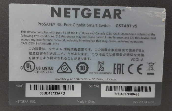 Netgear 48 Port Gigabit Smart Switch Prosafe GS748T v5 - Image 3