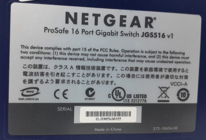 Netgear 16 Port Gigabit Switch Prosafe JGS516 v1 - Image 3