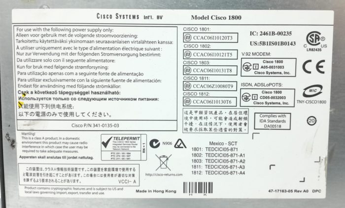 Cisco Integrated Service Router CISCO1801 V04 - Image 3