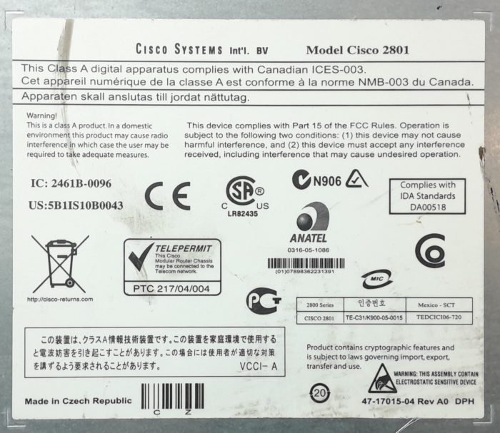 Cisco 2800 Series Router CISCO 2801 - Image 3