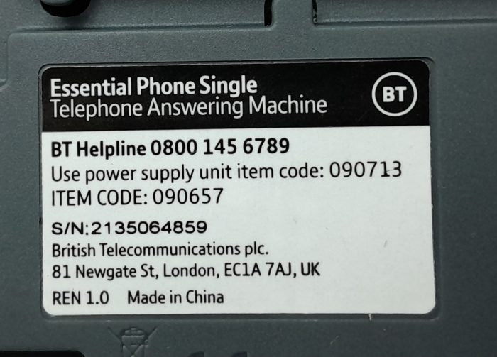 BT Cordless Telephone Essential Phone Twin 090658 - Image 3