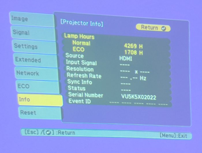 Epson HDMI VGA Projector with 5917 Lamp Hours Used EB-X27 H692B - Image 2