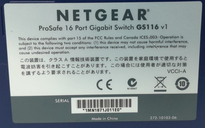 Netgear 16 Port Gigabit Switch ProSafe GS116 v1 - Image 3