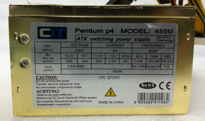 CIT 450W ATX Switching Power Supply Unit 450U - Image 3