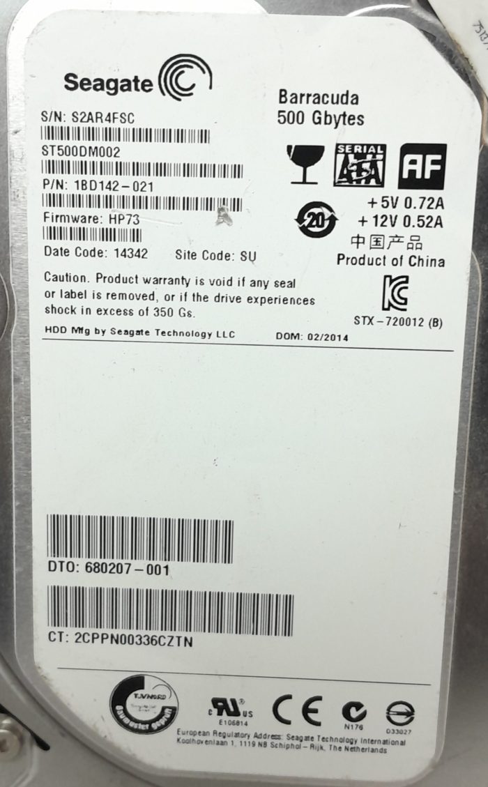 Seagate 500GB Hard Drive 500 Gbytes 680207-001 - Image 3