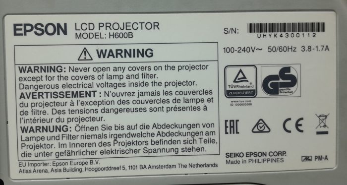 Epson HDMI VGA Projector with 3578 Lamp Hours Used EB-585Wi H600B - Image 3