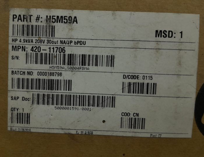 HP Power Distribution Unit H5M59A - Image 3