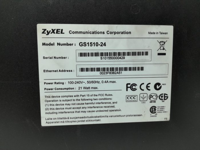 ZyXEL 24 Port Gigabit Ethernet Switch GS1510-24 - Image 3