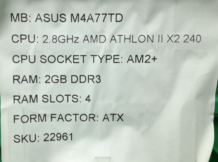 Asus Motherboard AMD Athlon II X2 240 With I/O Shield M4A77TD AM2+ DDR3 ATX - Image 3