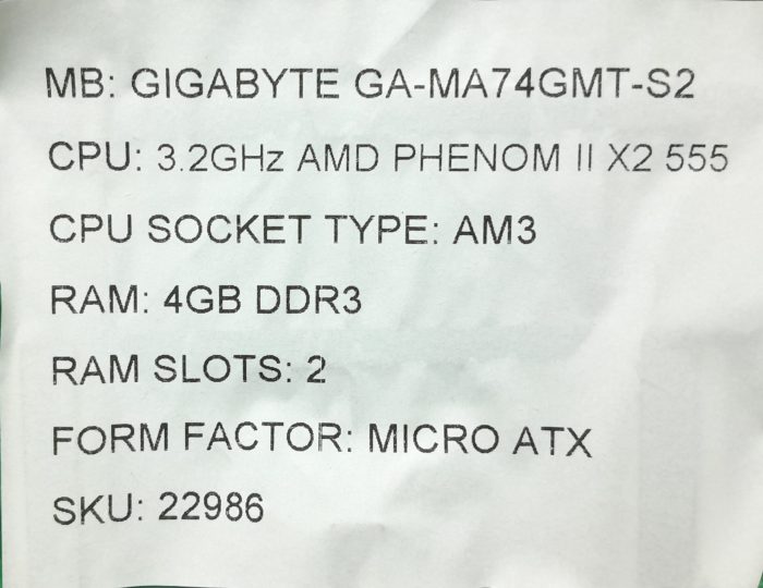 Gigabyte Motherboard AMD Phenom II X2 555 With I/O Shield GA-MA74GMT-S2 AM3 DDR3 MICRO ATX - Image 3