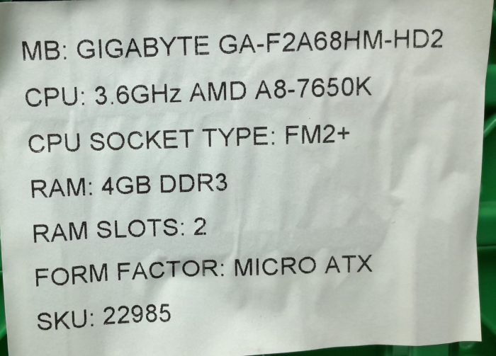 Gigabyte Motherboard AMD A8-7650K With I/O Shield GA-F2A68HM-HD2 FM2+ DDR3 MICRO ATX - Image 3