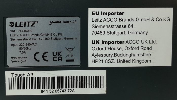 Leitz Laminator Lam Touch A3 - Image 3