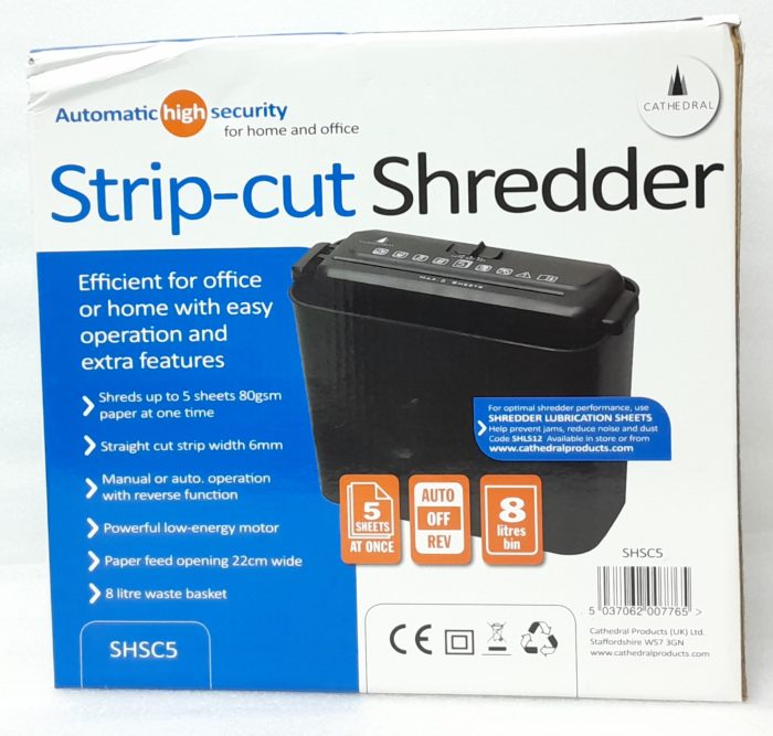 Cathedral 5 Sheet 12L Bin Paper Shredder SHSC5 - Image 2