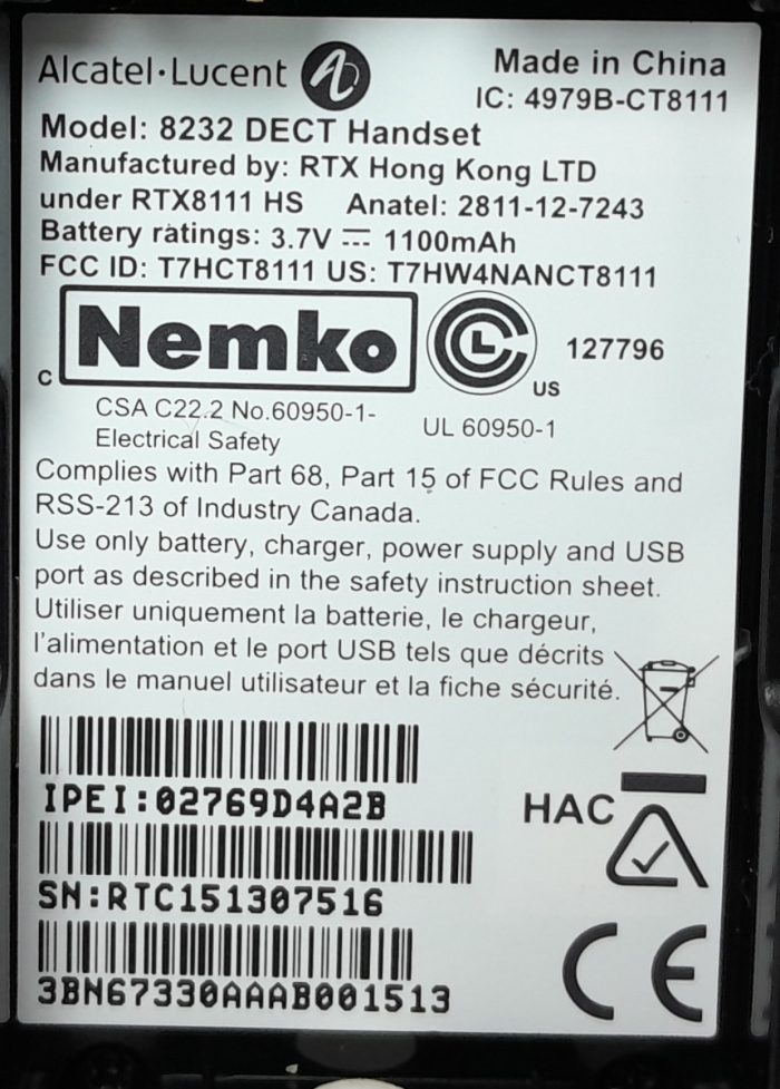 Alcatel-Lucent DECT Handset 8232 - Image 3