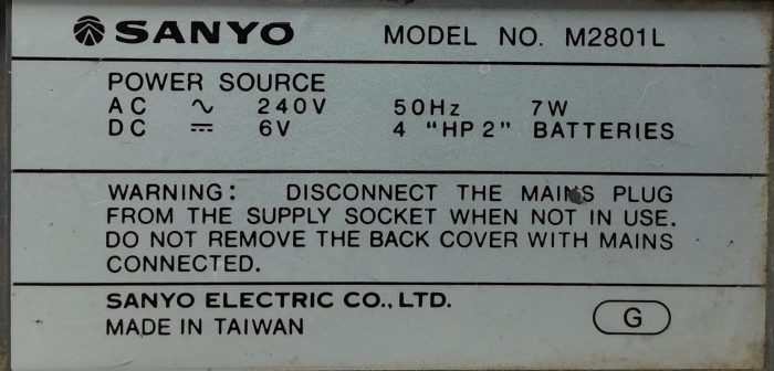 Sanyo Radio Cassette Recorder M2801L - Image 3