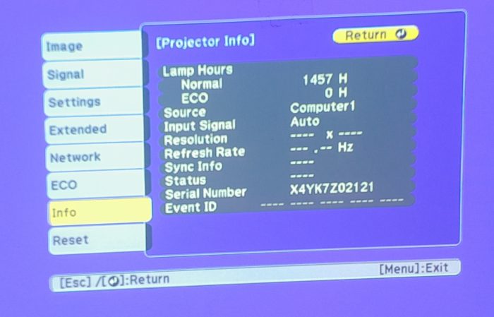 Epson HDMI VGA Projector with 1457 Lamp Hours Used EB-X39 H855B - Image 2