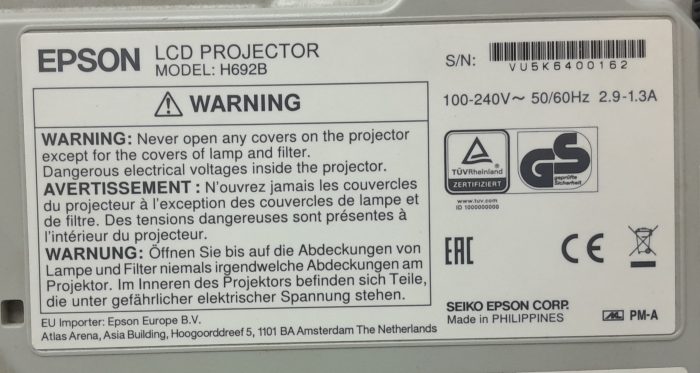 Epson HDMI VGA Projector with 4399 Lamp Hours Used EB-X27 H692B - Image 3