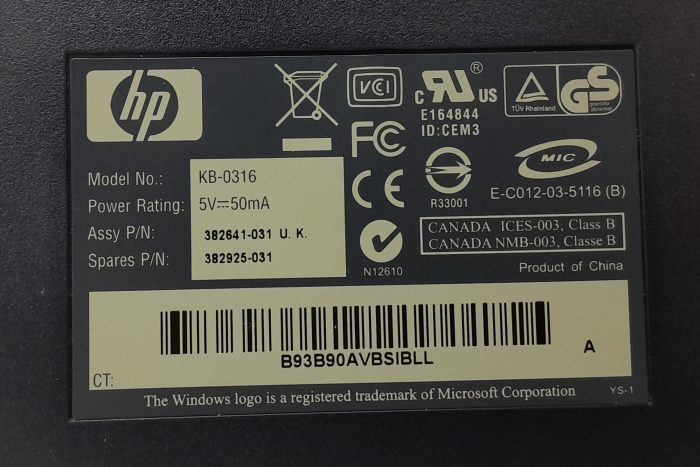 HP PS/2 Keyboard KB-0316 (382641-031) - Image 4