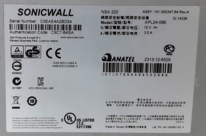 SonicWALL Firewall Network Security Appliance NSA 220 APL24-08E - Image 3