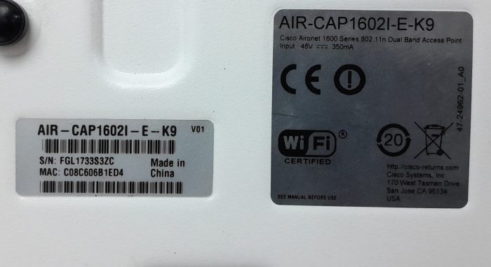 Cisco Dual Band Access Point AIR-CAP1602I-E-K9 VO1 - Image 3