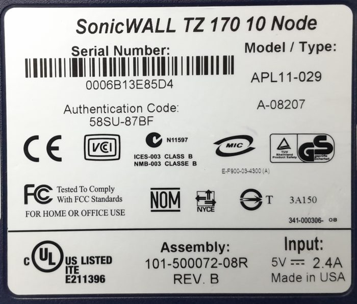 SonicWALL Network Firewall Security Appliance TZ 170 10 Node APL11-029 - Image 3